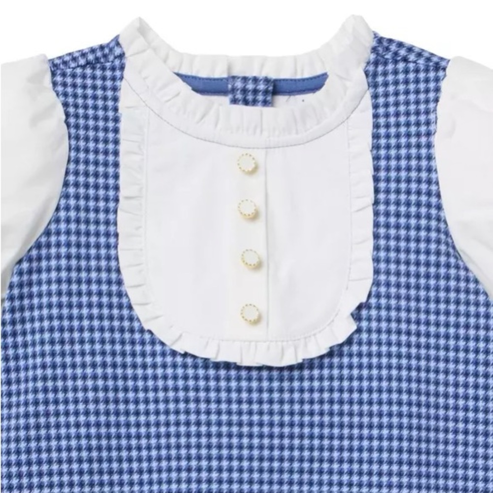 Brand New Janie & Jack Girls Blue Houndstooth Puff Sleeve Dress, Size 4, NWT - Picture 3 of 4